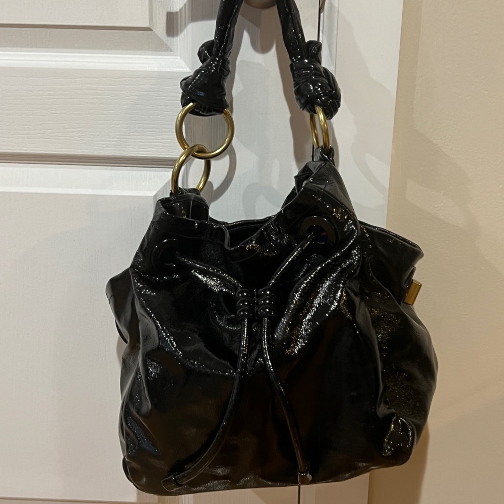 Coach Black patent leather hobo bag